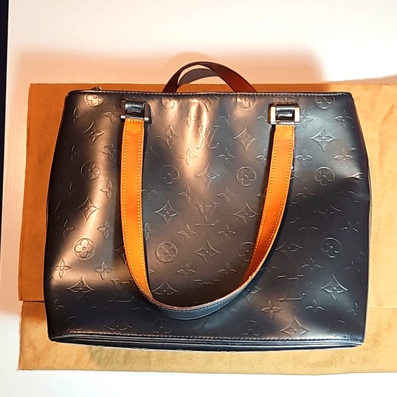 Authentic Louis Vuitton black noir matte monogram Stockton shoulder / tote bag - Picture 4 of 16